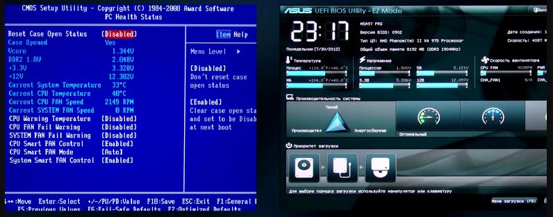 Сравнение интерфейсов BIOS и UEFI