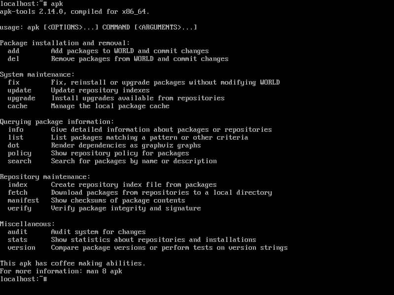 Пакетный менеджер дистрибутива Alpine Linux