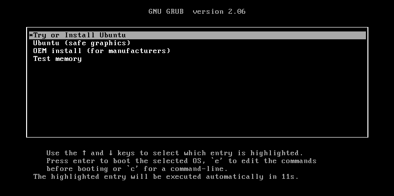 Внешний вид загрузчика GRUB